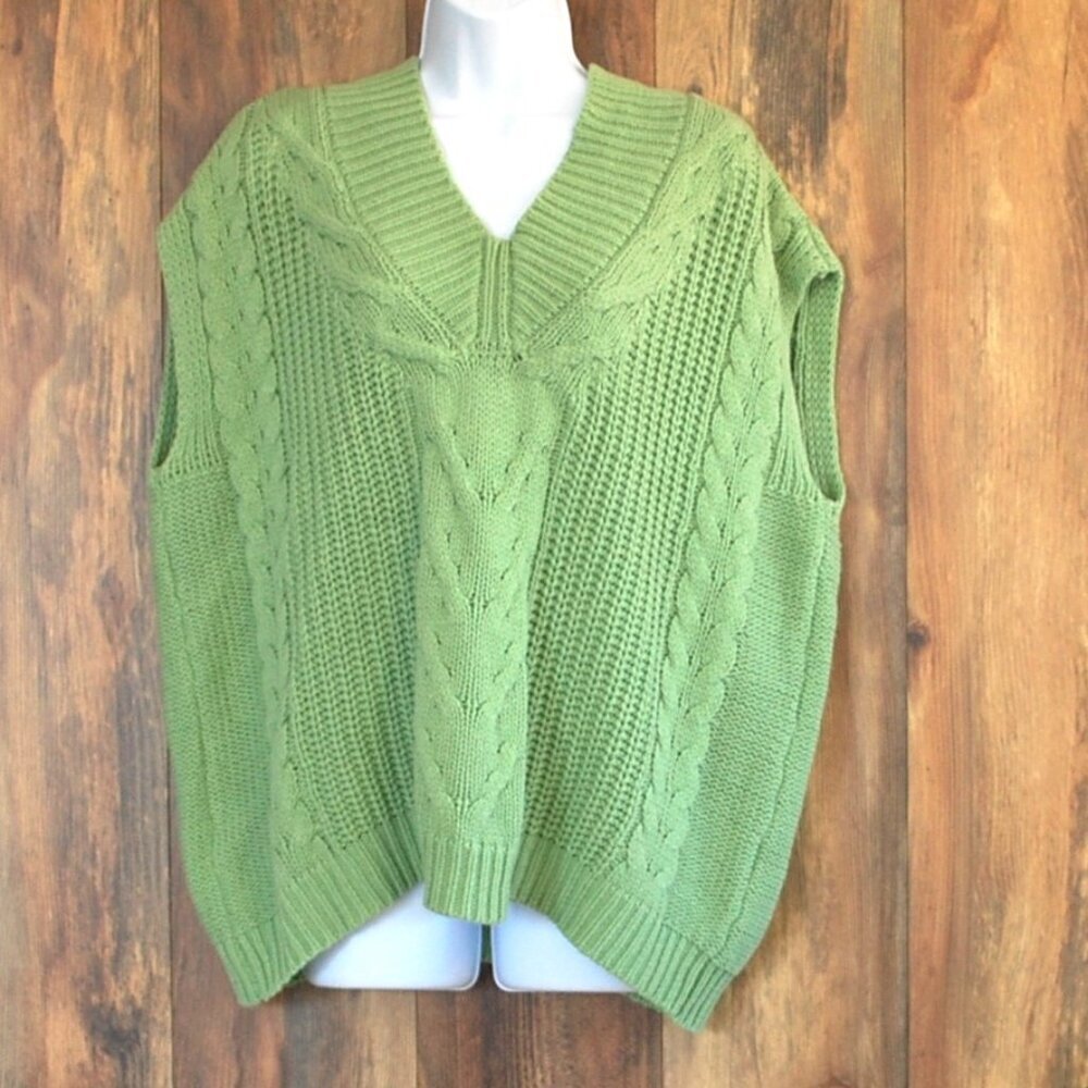 Elan Plus Size Oversized Knitted Sweater V Neck Vest L
